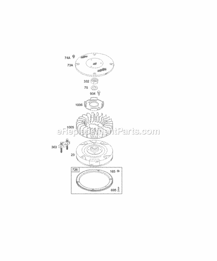 Flywheel Diagram and Parts List for 462707-0100-E1  Briggs and Stratton Engine